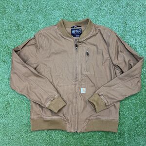 Carhartt Womens Bomber Jacket Large (12/14) Full Zip Brown Canvas Workwear Coat